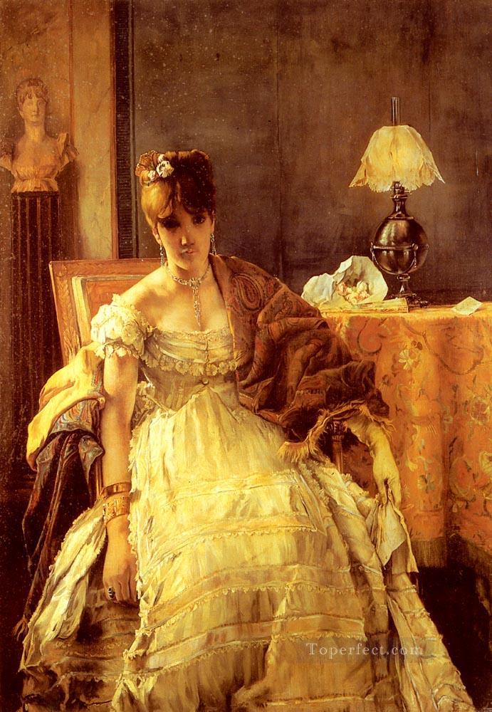 Lovelorn lady Belgian painter Alfred Stevens Oil Paintings